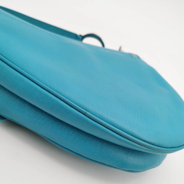 Sold Dior Saddle Vintage Leather Baby Blue with Silver Hardware