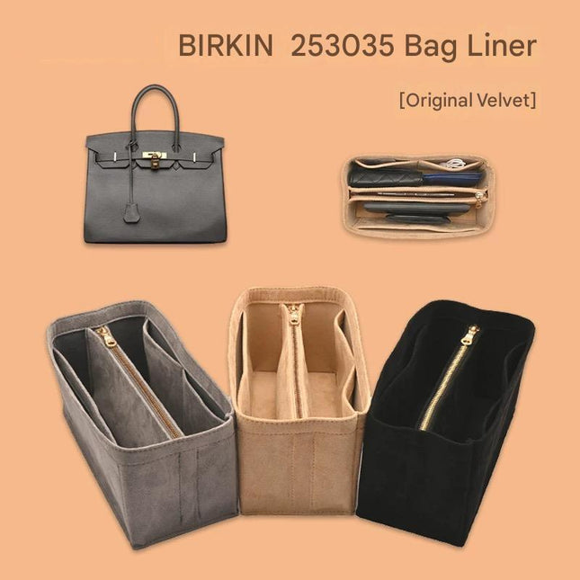 Organiser Insert fit for Hermès Birkin 25 30 35 Velvet Material Soft and Firm-Luxbags
