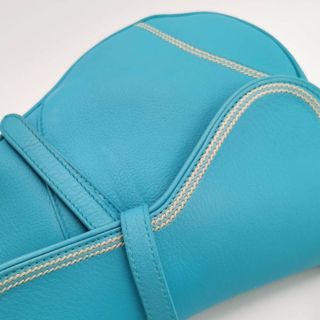 Sold Dior Saddle Vintage Leather Baby Blue with Silver Hardware