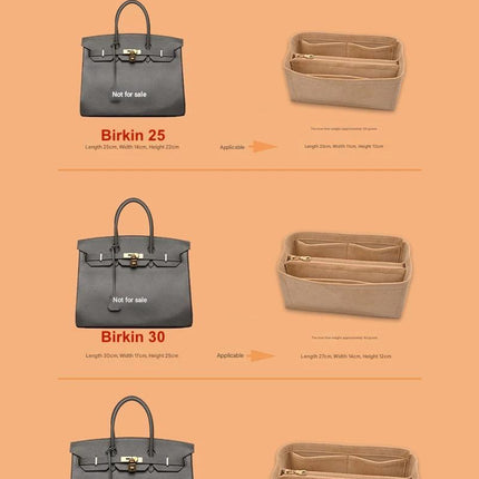 Organiser Insert fit for Hermès Birkin 25 30 35 Velvet Material Soft and Firm