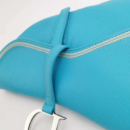 Sold Dior Saddle Vintage Leather Baby Blue with Silver Hardware