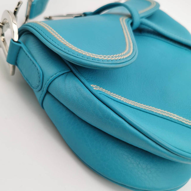 Sold Dior Saddle Vintage Leather Baby Blue with Silver Hardware