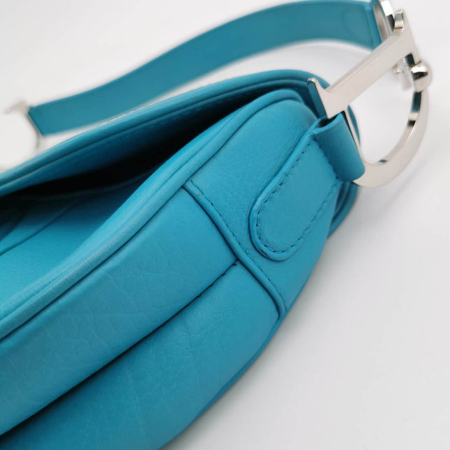 Sold Dior Saddle Vintage Leather Baby Blue with Silver Hardware