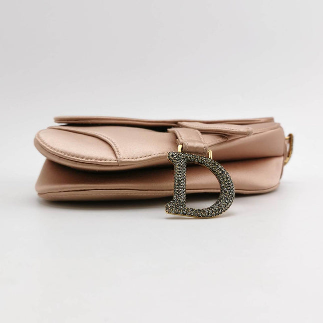 Sold Dior Saddle Mini Silk Satin Pink with crystals