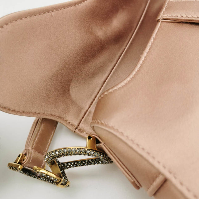 Sold Dior Saddle Mini Silk Satin Pink with crystals