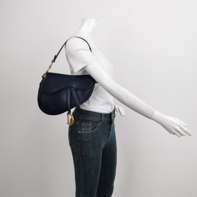 Sold Christian Dior Saddle Medium Navy Smooth Calfskin Leather
