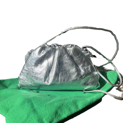 Sold Bottega Veneta Pouch Mini Silver Lambskin Leather