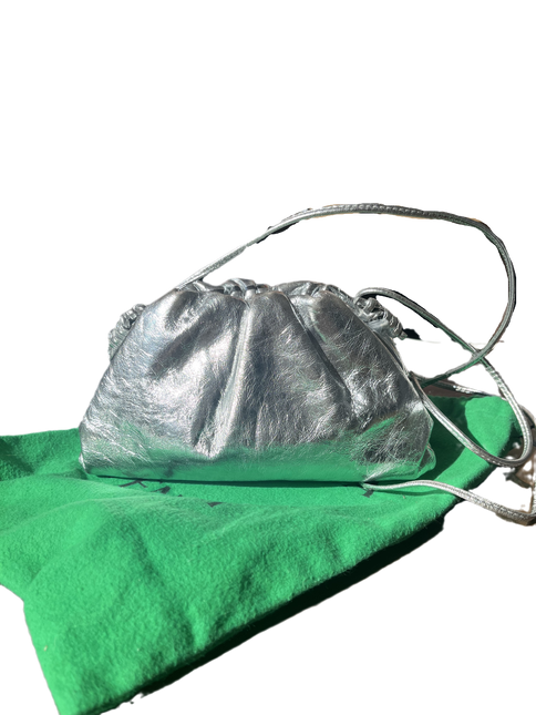 Sold Bottega Veneta Pouch Mini Silver Lambskin Leather-Luxbags