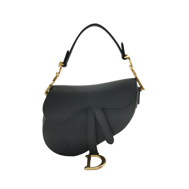 Dior Saddle Mini Black Grained Leather with Gold Hardware