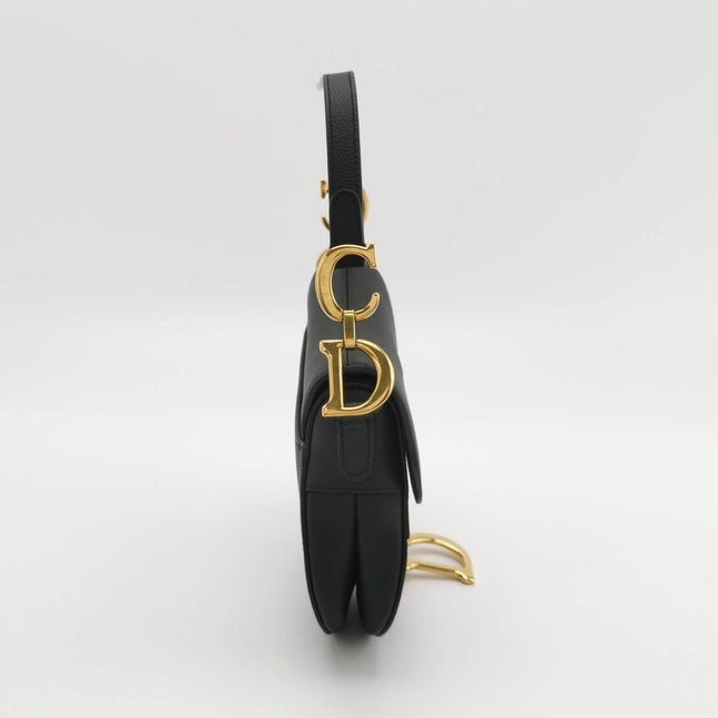 Sold Dior Saddle Mini Black Grained Leather with Gold Hardware