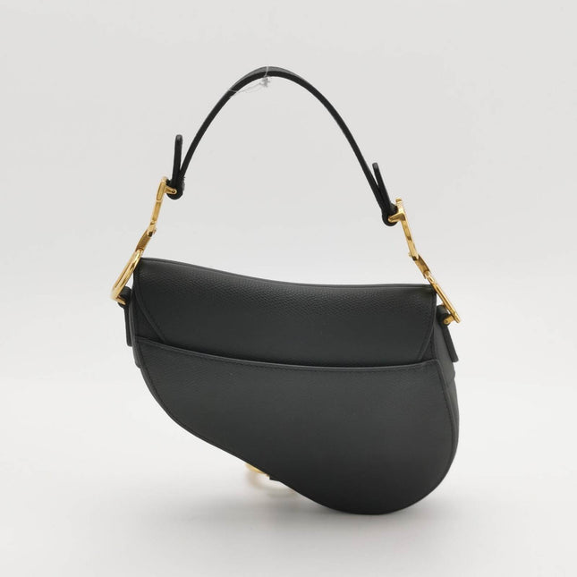 Sold Dior Saddle Mini Black Grained Leather with Gold Hardware