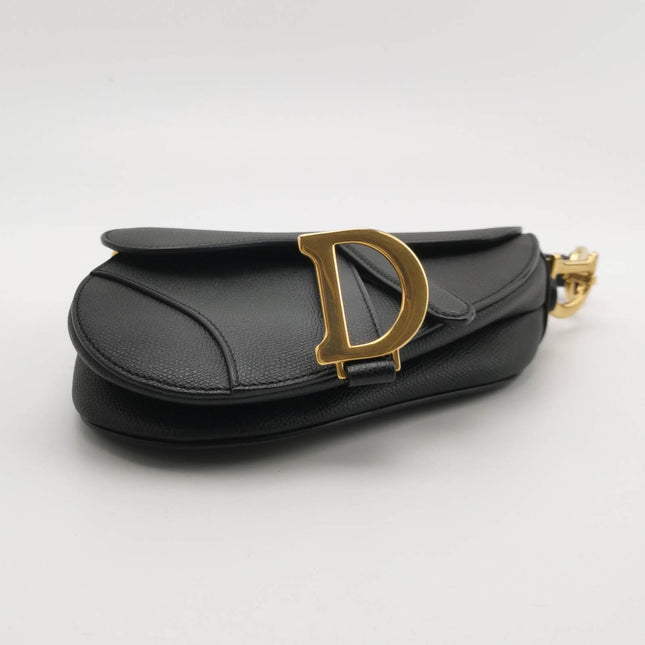 Sold Dior Saddle Mini Black Grained Leather with Gold Hardware