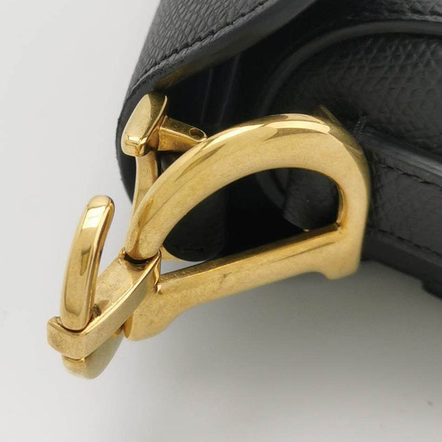 Sold Dior Saddle Mini Black Grained Leather with Gold Hardware