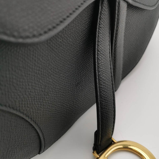 Sold Dior Saddle Mini Black Grained Leather with Gold Hardware