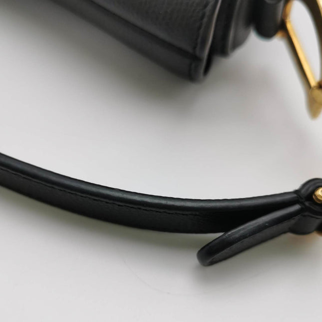 Sold Dior Saddle Mini Black Grained Leather with Gold Hardware
