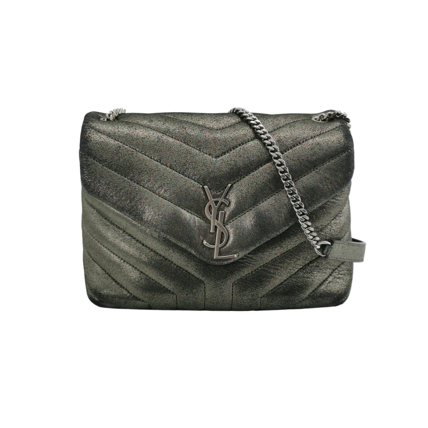 Saint Laurent Metallic Fabric Y Matelasse Monogram Small Lou lou Bag