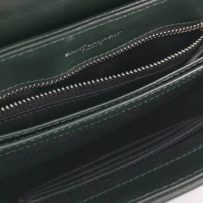 Sold Saint Laurent Mini Dark Green Leather Matelasse Monogram Crossbody Bag
