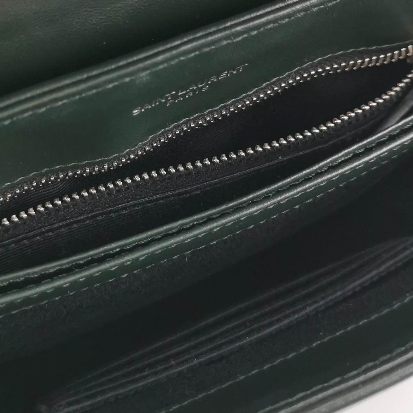 Sold Saint Laurent Mini Dark Green Leather Matelasse Monogram Crossbody Bag