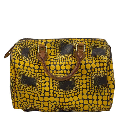 Louis Vuitton x Yayoi Kusama Limited Edition Speedy 30 Yellow Top Handle Bag-Luxbags