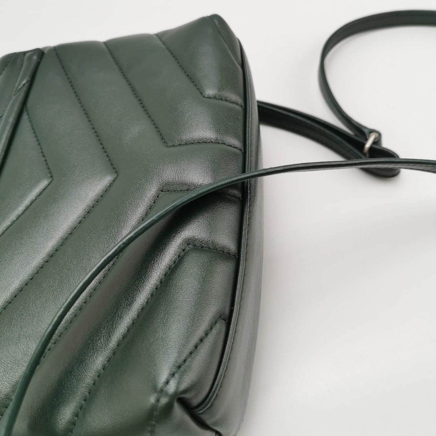 Sold Saint Laurent Mini Dark Green Leather Matelasse Monogram Crossbody Bag