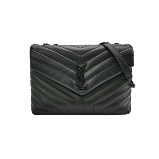Saint Laurent Medium So Black Calfskin Leather Bag with Black Hardware