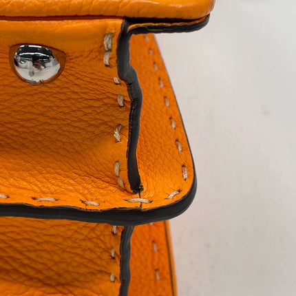 Fendi Peekaboo ISeeU Sellier Orange / White Interlace Leather Medium Top Handle Bag