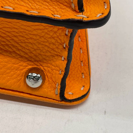 Fendi Peekaboo ISeeU Sellier Orange / White Interlace Leather Medium Top Handle Bag