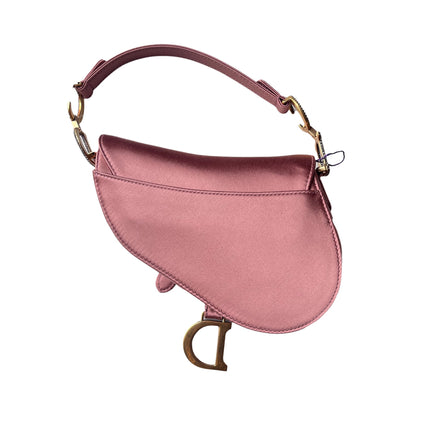 Sold Dior Saddle Mini Silk Satin Rose Pink with Crystal Buckle