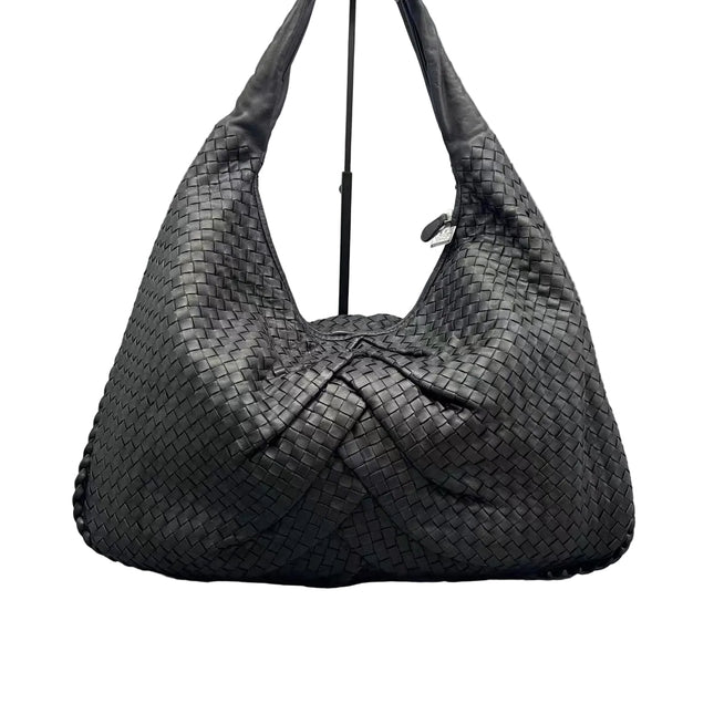 Bottega Veneta Veneta Hobo Maxi Black Leather Pleated 50cm