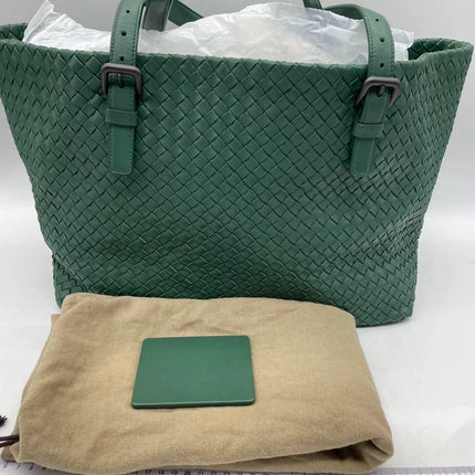 Bottega Veneta Cesta Shopper Tote Nappa Intrecciato Leather Dark Green Medium 40cm