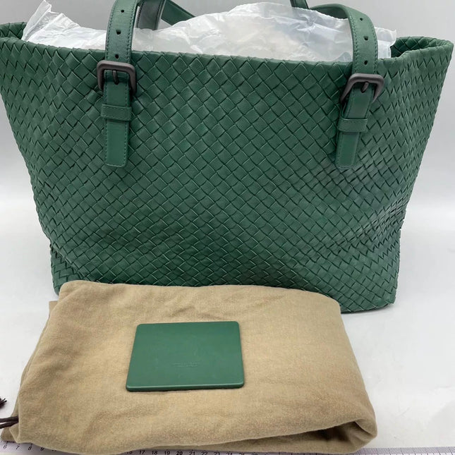Bottega Veneta Cesta Shopper Tote Nappa Intrecciato Leather Dark Green Medium 40cm