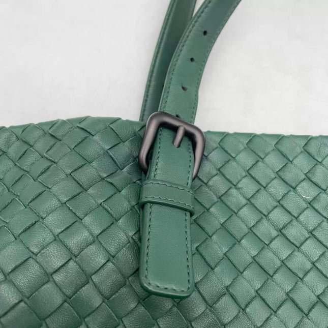 Bottega Veneta Cesta Shopper Tote Nappa Intrecciato Leather Dark Green Medium 40cm