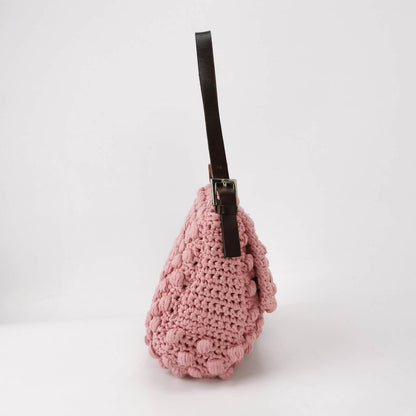 Fendi Mamma Baguette Bag Pink Crochet Shoulder Bag