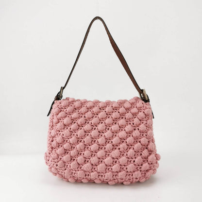 Fendi Mamma Baguette Bag Pink Crochet Shoulder Bag