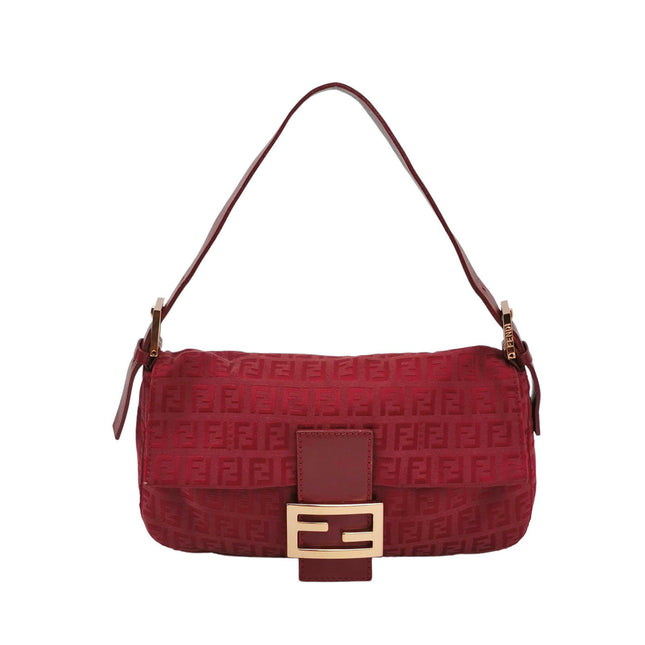 Fendi Baguette Red Zucchino Print Monogram