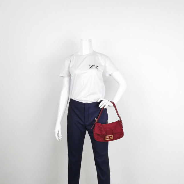 Sold Fendi Baguette Red Zucchino Print Monogram
