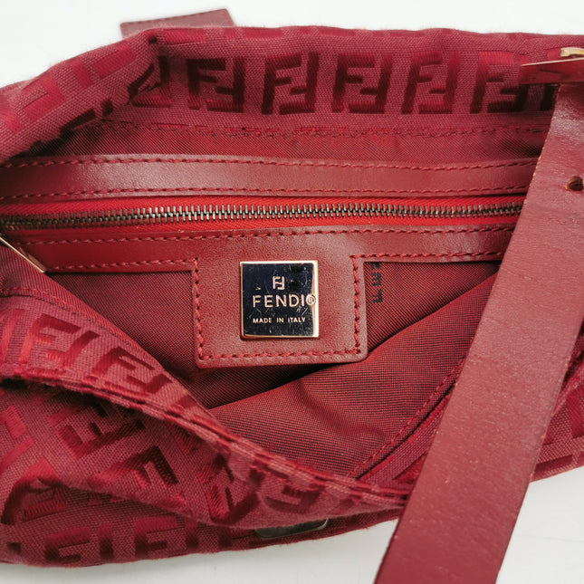 Sold Fendi Baguette Red Zucchino Print Monogram
