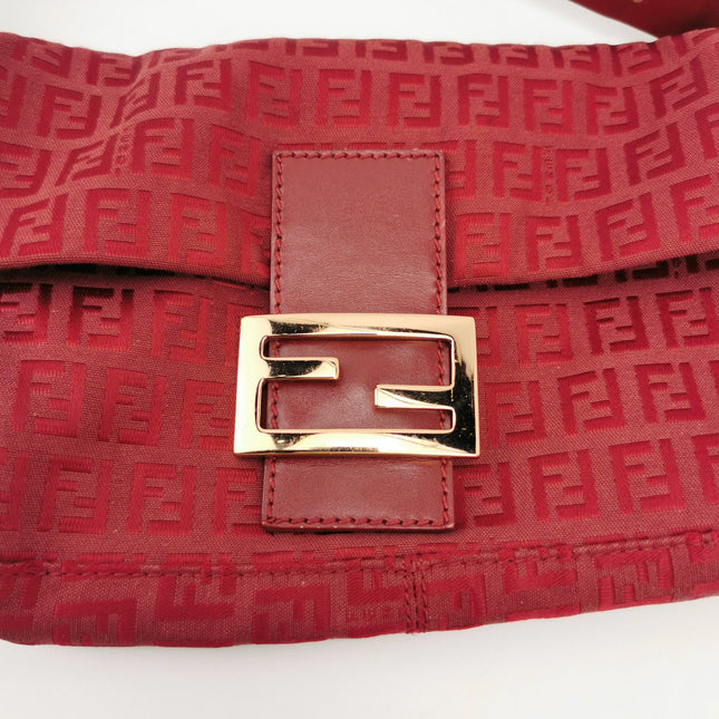 Sold Fendi Baguette Red Zucchino Print Monogram