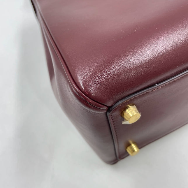 Celine 16 Bag Medium Burgundy Smooth Calfskin Leather With Strap