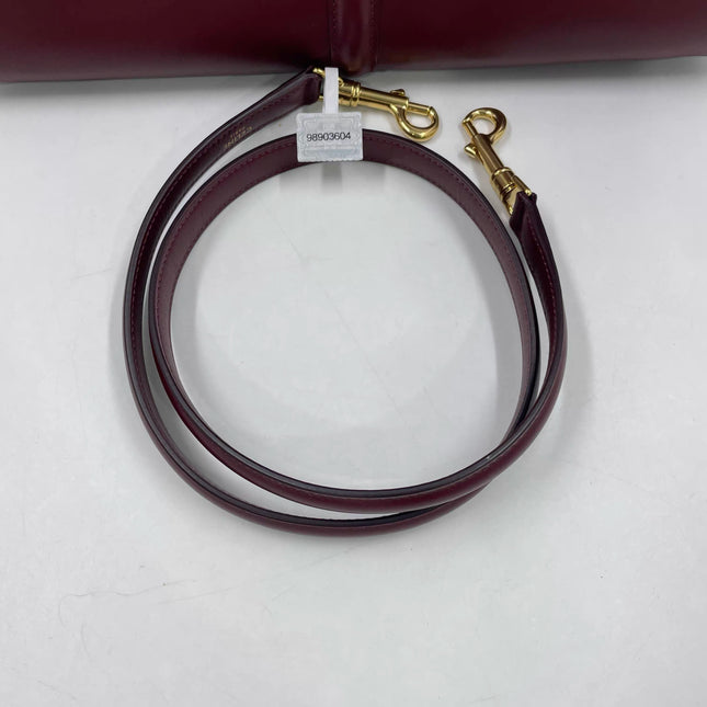 Celine 16 Bag Medium Burgundy Smooth Calfskin Leather With Strap