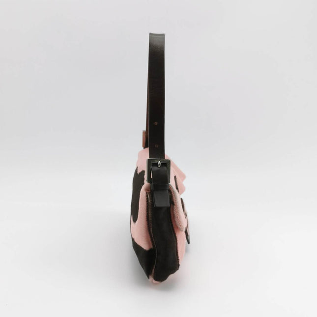 Sold Fendi Baguette Pony Style Calfskin Leather Shoulder Bag in Pink Cow Print