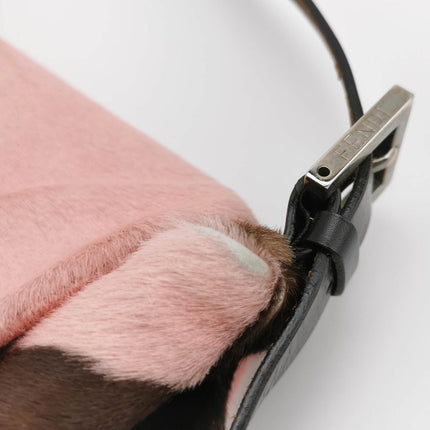 Sold Fendi Baguette Pony Style Calfskin Leather Shoulder Bag in Pink Cow Print