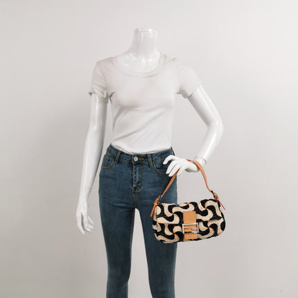 Sold Fendi Baguette Beaded Windmill Orange Black Lizard Buckle