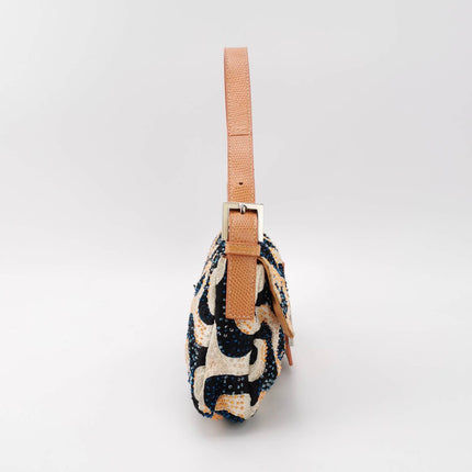 Sold Fendi Baguette Beaded Windmill Orange Black Lizard Buckle