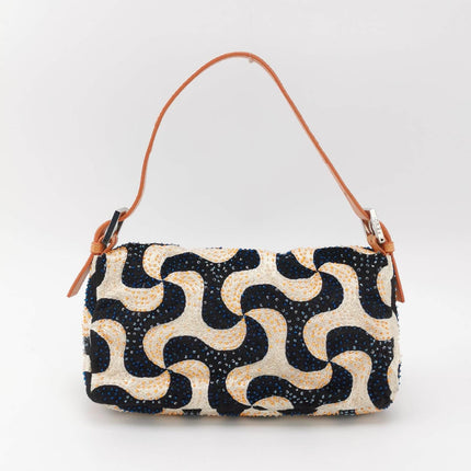 Sold Fendi Baguette Beaded Windmill Orange Black Lizard Buckle
