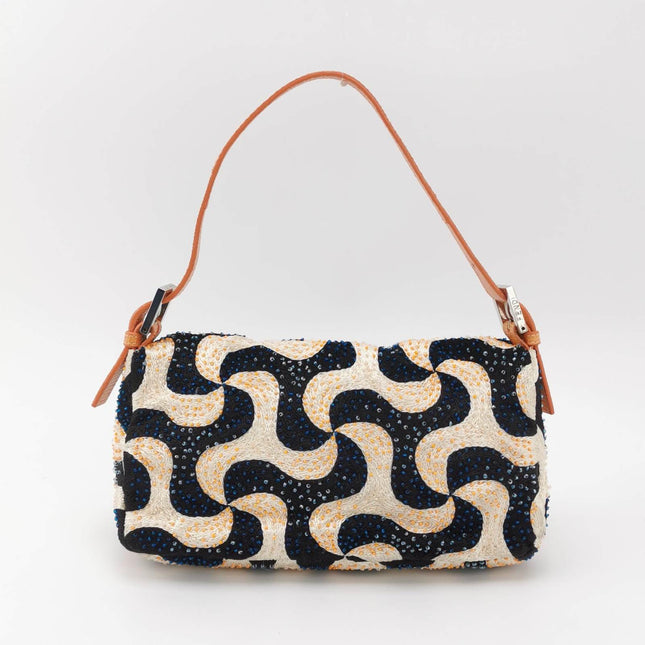 Sold Fendi Baguette Beaded Windmill Orange Black Lizard Buckle