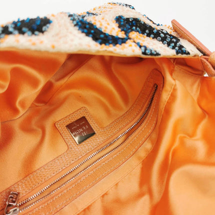 Sold Fendi Baguette Beaded Windmill Orange Black Lizard Buckle