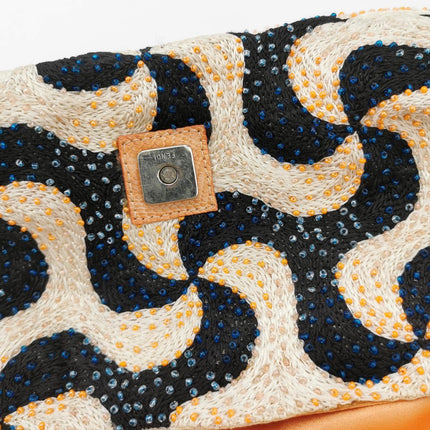 Sold Fendi Baguette Beaded Windmill Orange Black Lizard Buckle