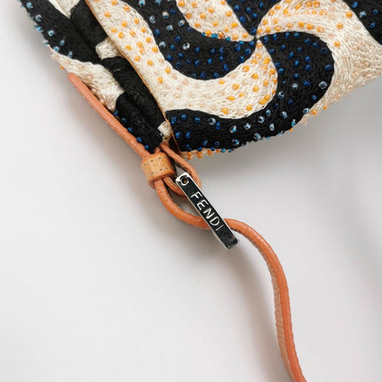 Sold Fendi Baguette Beaded Windmill Orange Black Lizard Buckle