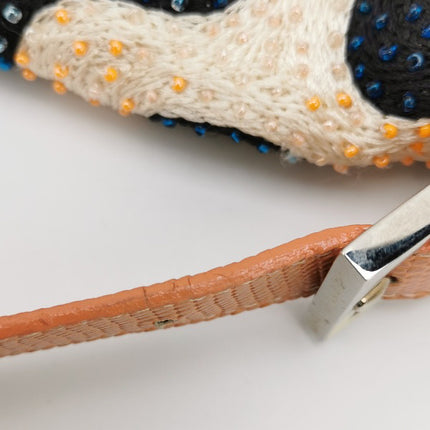 Sold Fendi Baguette Beaded Windmill Orange Black Lizard Buckle